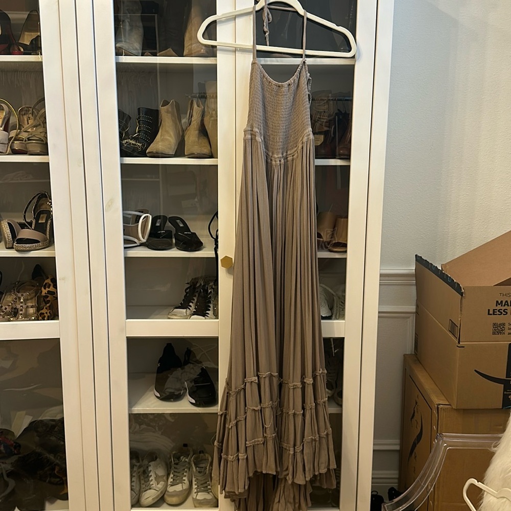 Free people extra tropical maxi dress taupe